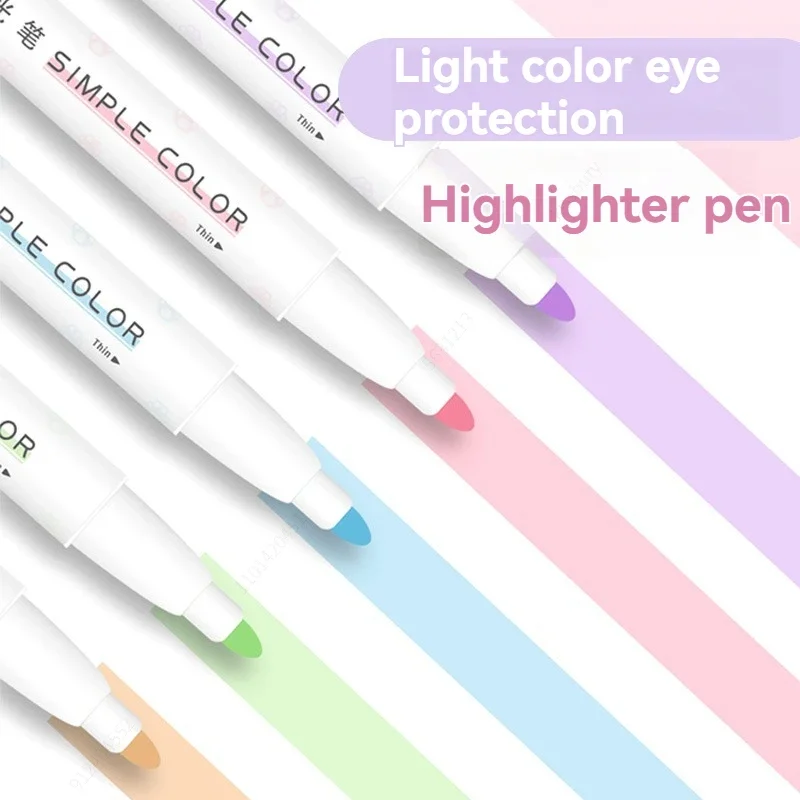 5PCS Highlighter ปากกาชุดหลาย Series Double Headed สีปากกาเรืองแสงเครื่องเขียนนักเรียน