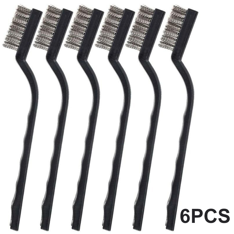 Conjunto de 6 peças de escovas de fio pequeno, escovas de limpeza para peça mecânica, remoção de ferrugem, acessórios de pintura, 17cm x 1cm, fio de aço inoxidável
