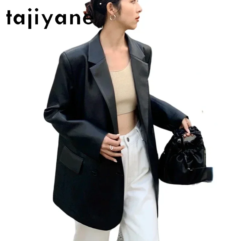 TAJIYANE chaqueta de piel de oveja auténtica para mujer 2024 Otoño Invierno chaquetas de traje de cuero informales ropa de mujer dубл onderка
