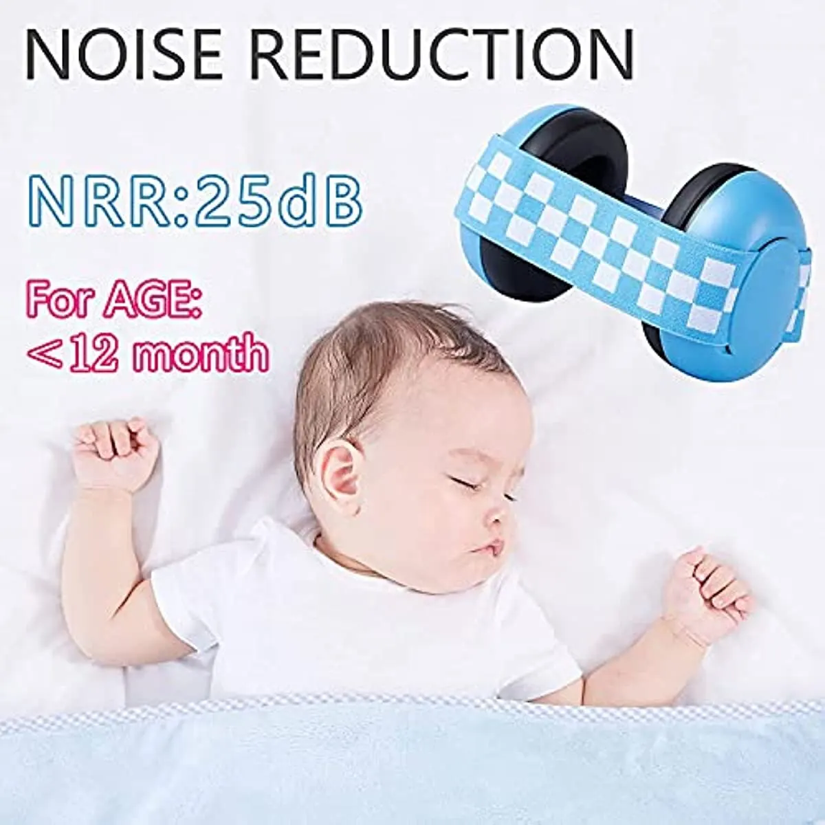 Protezione per le orecchie del bambino Comode cuffie antirumore per neonati Prevengono i danni dell'udito e migliorare il sonno Fascia elastica regolabile