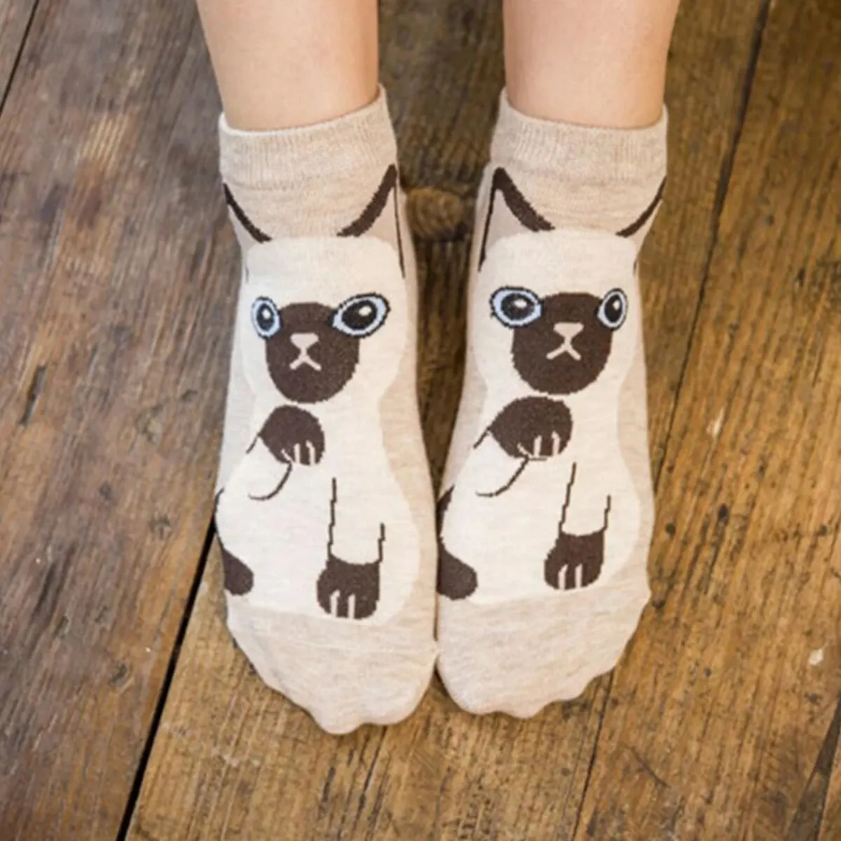 5 par/set calcetines tobilleros de gato lindo de dibujos animados para mujer transpirables perfectos para la moda del día a día
