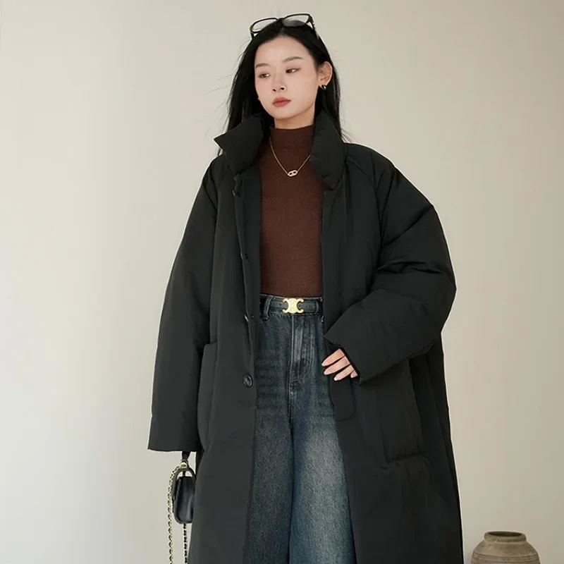 Veste matelassurera à boutonnage simple pour femme, parkas longues, vêtements d'hiver, coupe-vent, optique chaude, manteau froid, veste matelassurera en coton