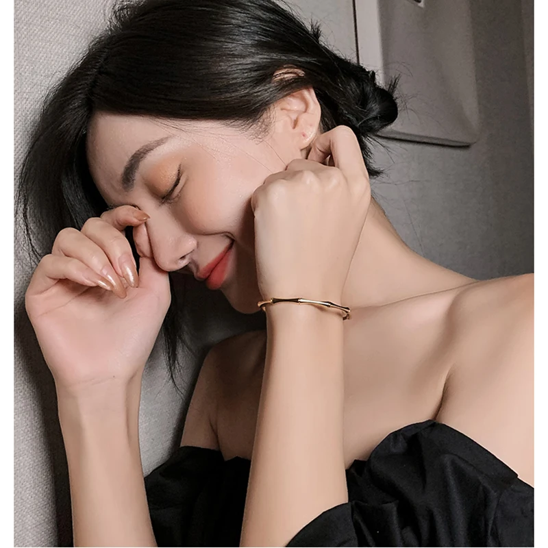 สแตนเลสสตีลสีไม้ไผ่กําไลข้อมือ 2023 แนวโน้มสร้อยข้อมือสําหรับผู้หญิงผู้ชายโรแมนติกของขวัญแฟชั่นเครื่องประดับ