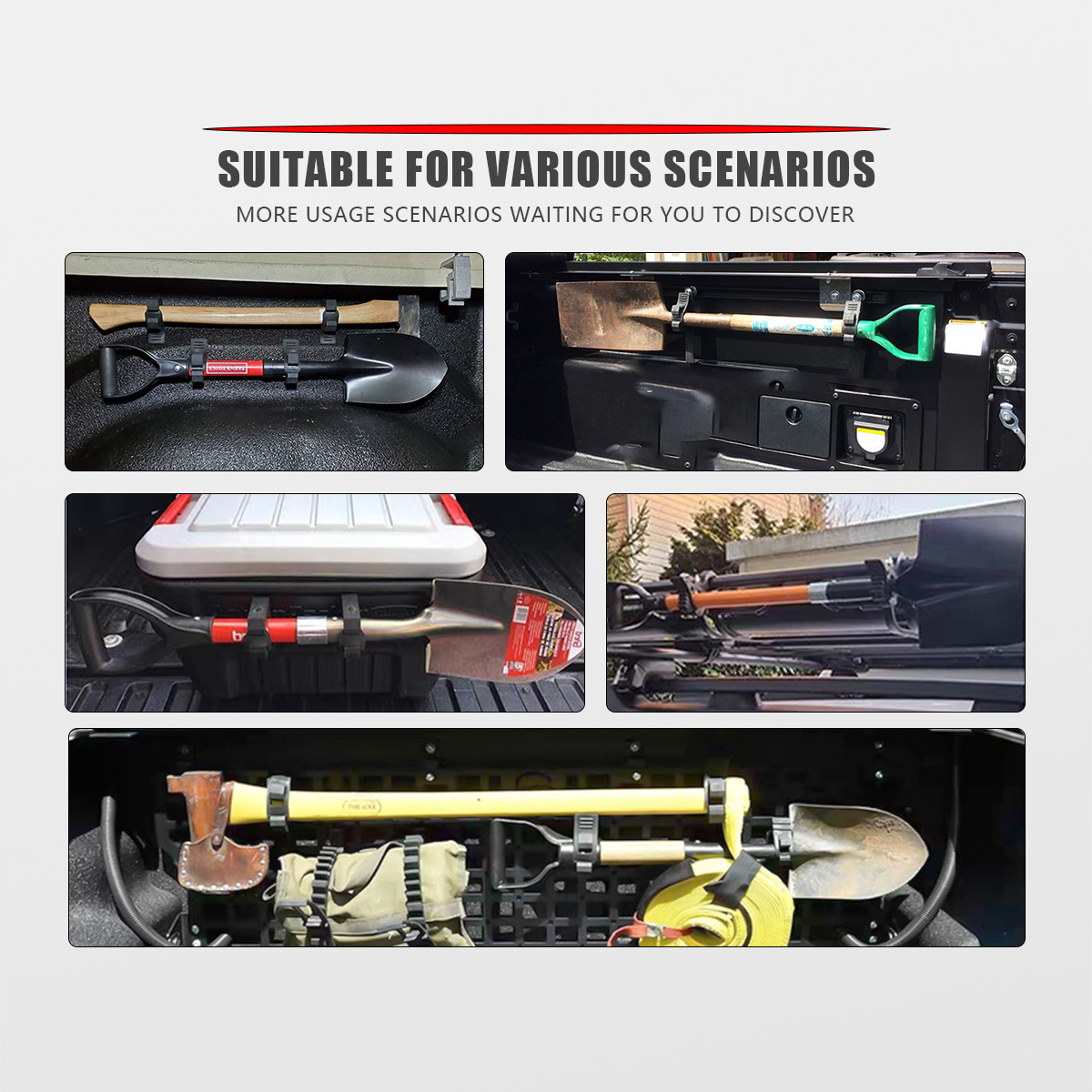 Bagażnik dachowy z mocowaniem łopaty, gumowy uchwyt montażowy z szybkim zaciskiem, zestaw do montażu na ścianie do ciężarówek, akcesoria terenowe