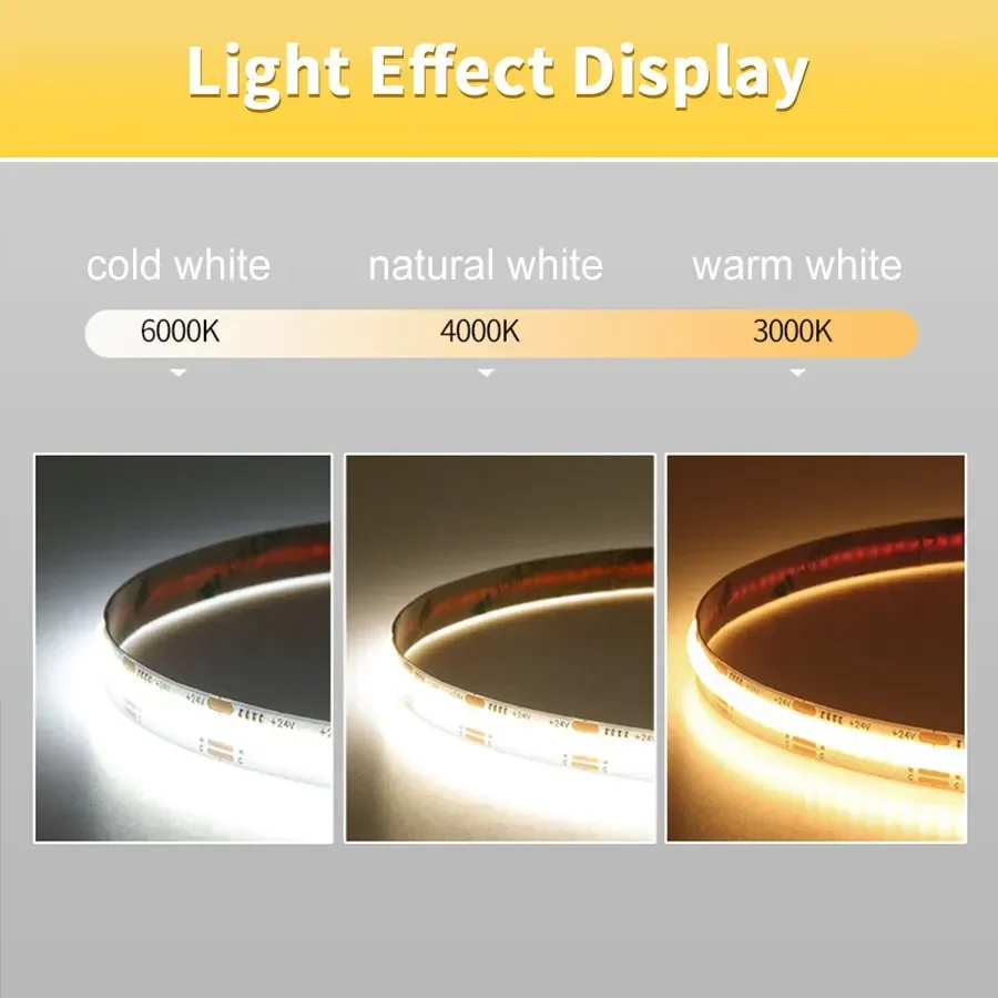 24v 12v cob luzes de tira led 8mm 320leds/m fita flexível para decoração do quarto 3000k 4000k 6000k 5m 10m lâmpada linear regulável