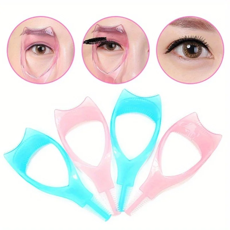 Modello applicatore mascara 3 in 1 con protezione e custodia per piegaciglia, supporto per eyeliner, aiuto per ciglia, trucco per strumenti per il disegno delle sopracciglia