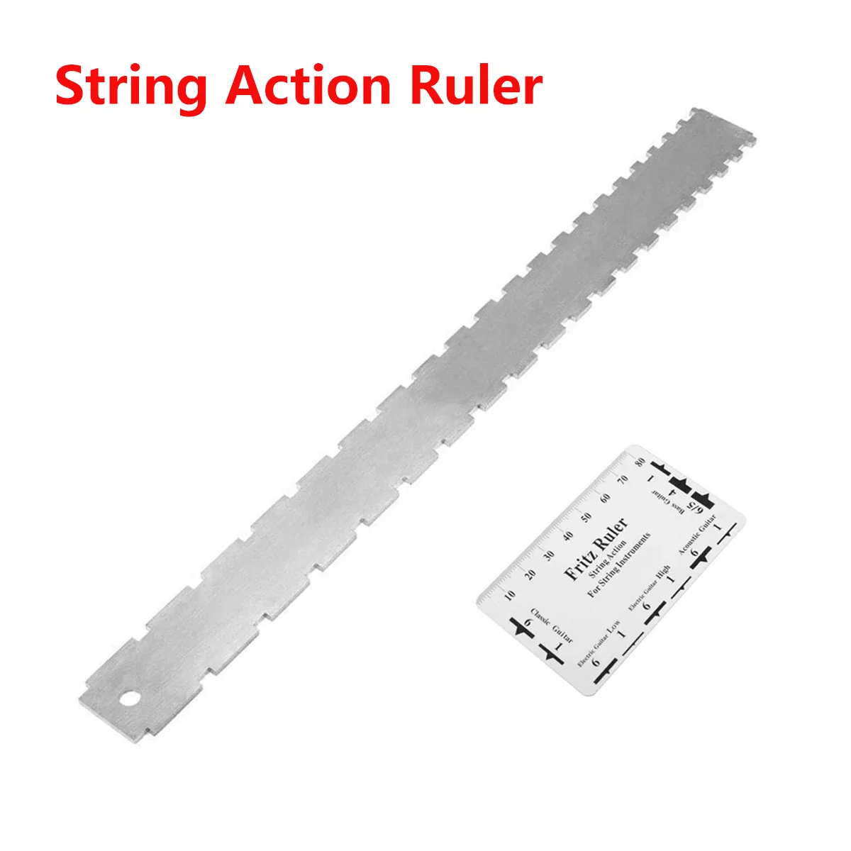 Miwayer Gitaar Hals Notched Straight Edge Luthiers Tool met String Action Liniaal, 2 Stuks, Roestvrij Elektrische Gitaar Accessorie