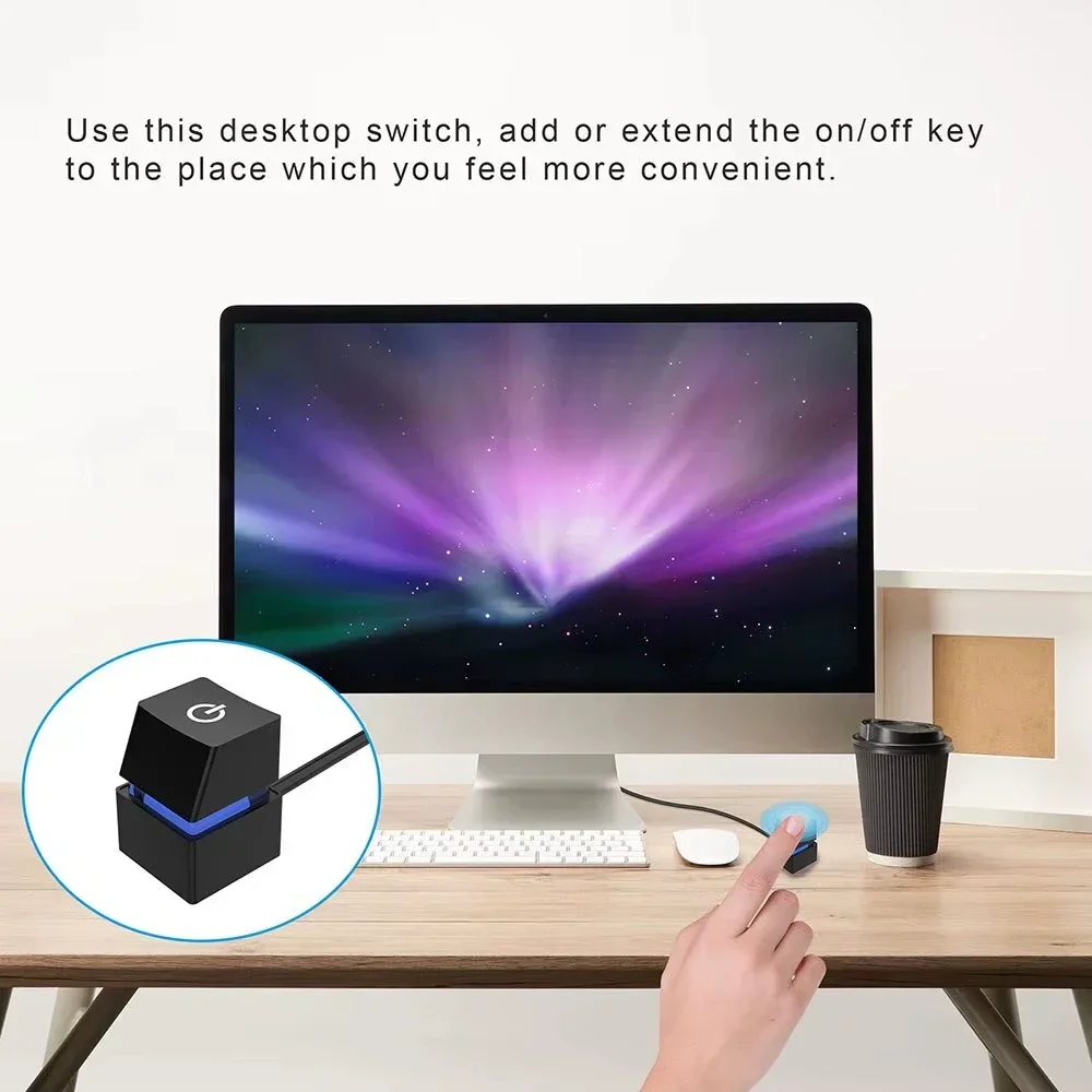 RGB LED-strip met aan/uit-schakelaarkabel PC-verlenging aan/uit vierkante knop voor gaming desktop computer thuiskantoor installatie