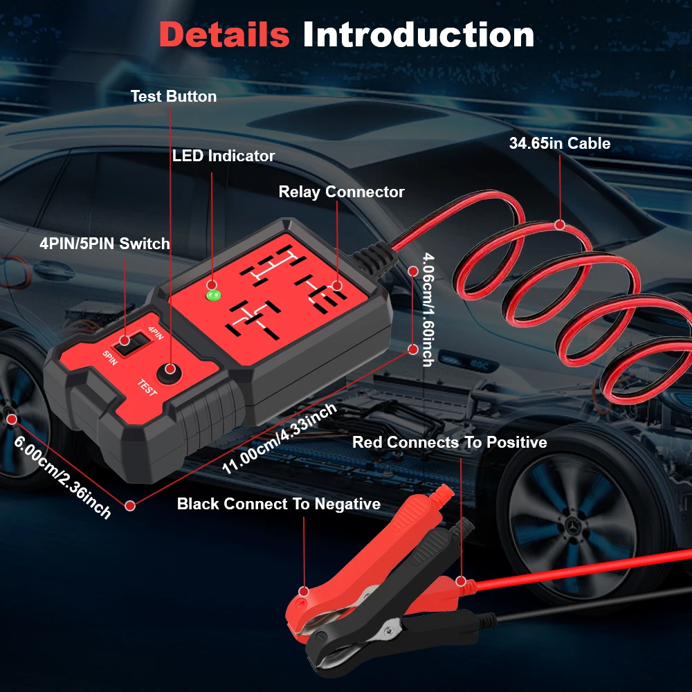 รถรีเลย์เครื่องทดสอบเครื่องทดสอบแรงดันไฟฟ้า Universal 12V รถแบตเตอรี่ Checker ยานยนต์อิเล็กทรอนิกส์เครื่องทดสอบรีเลย์ไฟ LED