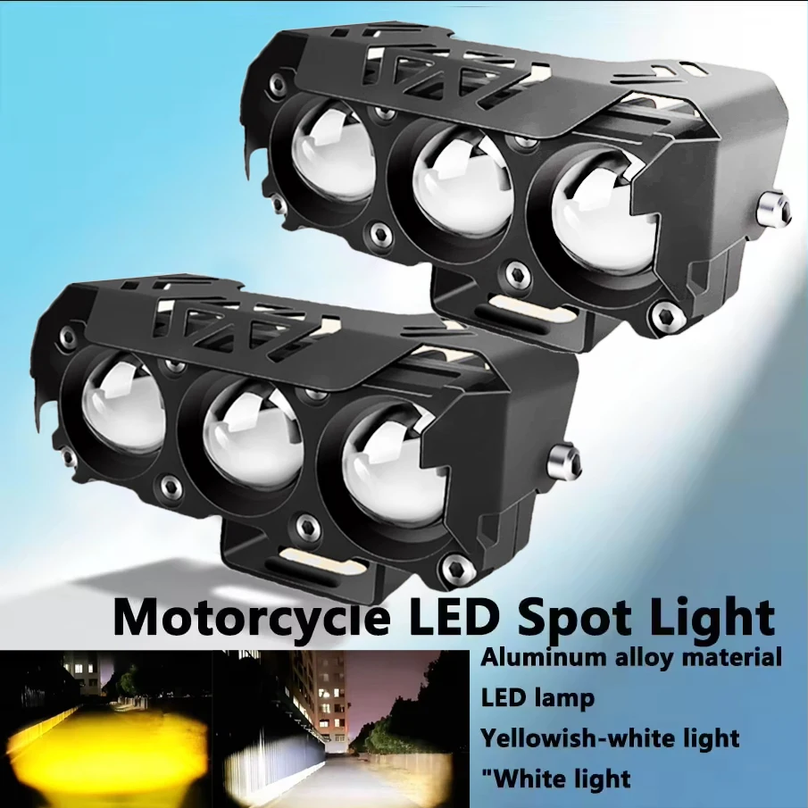 Foco LED para motocicleta, luces antiniebla de haz alto/bajo de doble Color para coches, camiones, SUV, UTV, 12V, 24V, mini lente, luz de conducción