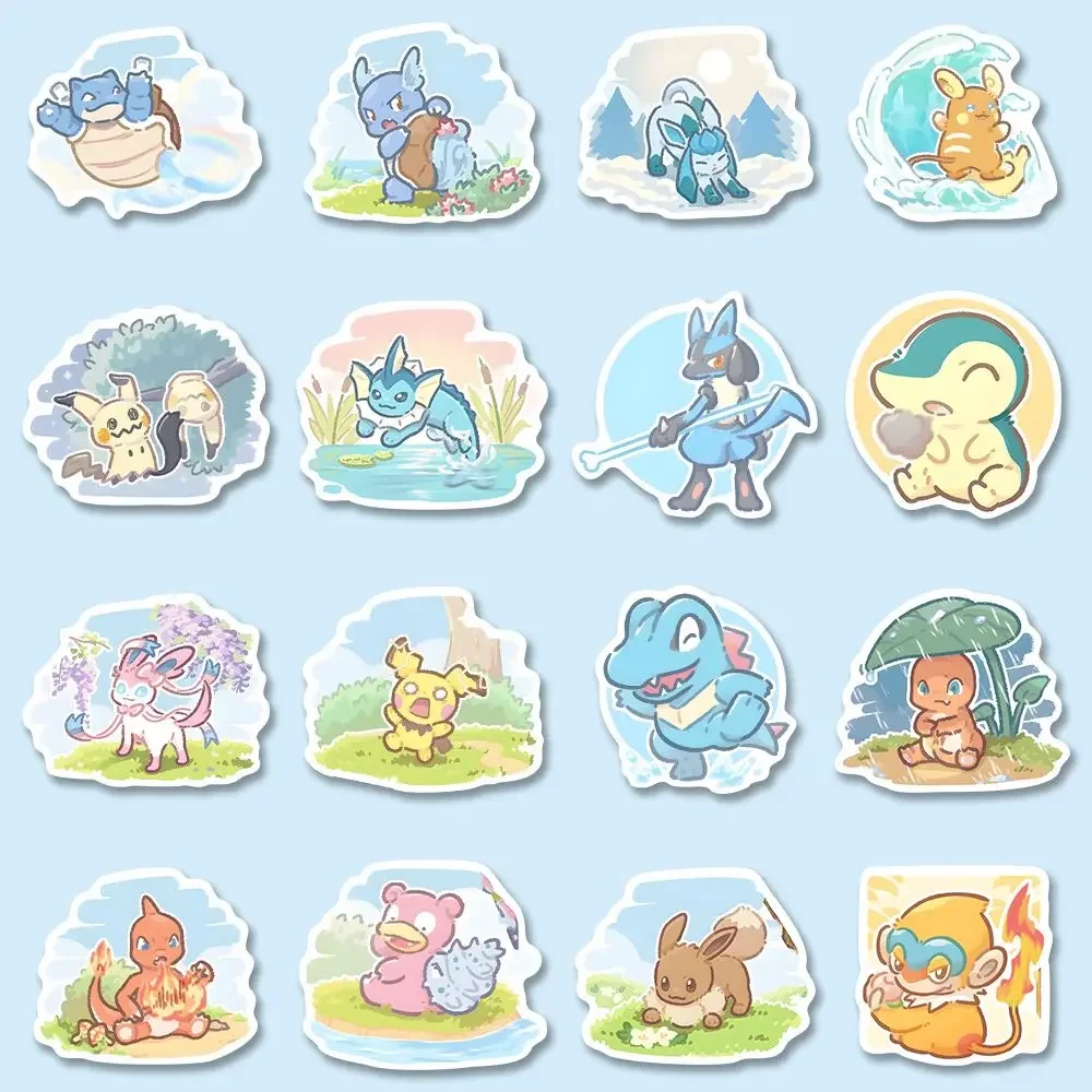 63 個ポケモンアニメステッカーピカチュウのラップトップスケートボードスーツケースかわいいステッカーギター電話漫画子供のギフトのおもちゃ