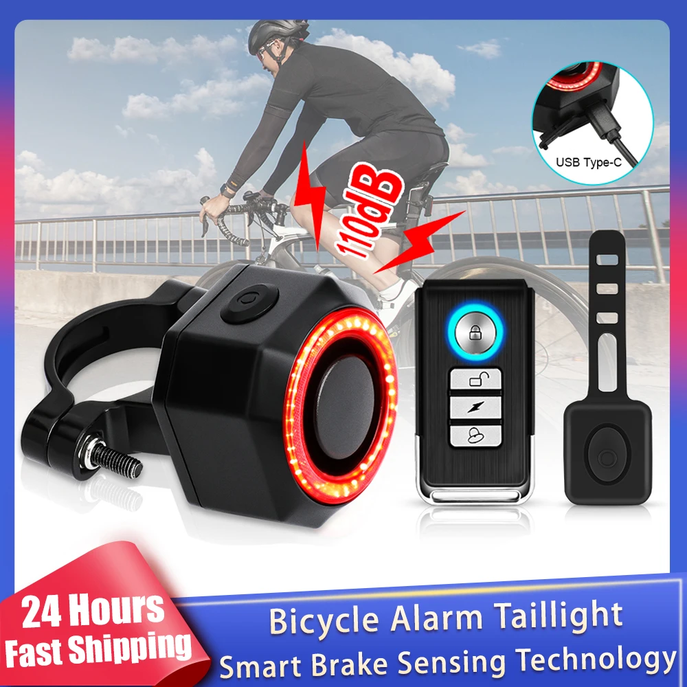 Nowy alarm rowerowy tylne światło wodoodporne inteligentne automatyczne wykrywanie hamulców lampa tylna pilot USB ładowanie tylne światło roweru