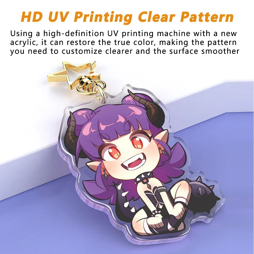 CUSTOM พวงกุญแจการ์ตูนอะคริลิค Key CHAIN Photo ที่กําหนดเองอะนิเมะ Charms โฮโลแกรม CLEAR ส่วนบุคคล Designer พวงกุญแจรถ