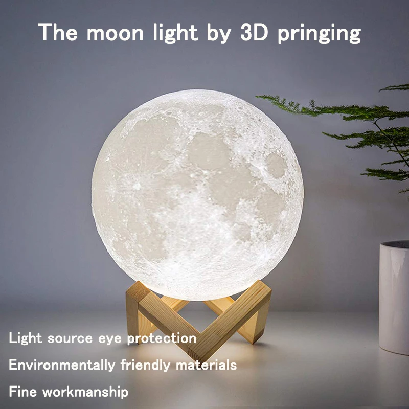 Luz LED nocturna ZK20, lámpara de Luna con estampado 3D, recargable, cambio de Color, luz 3D táctil, lámpara de Luna, luces para niños, lámpara de noche para el hogar