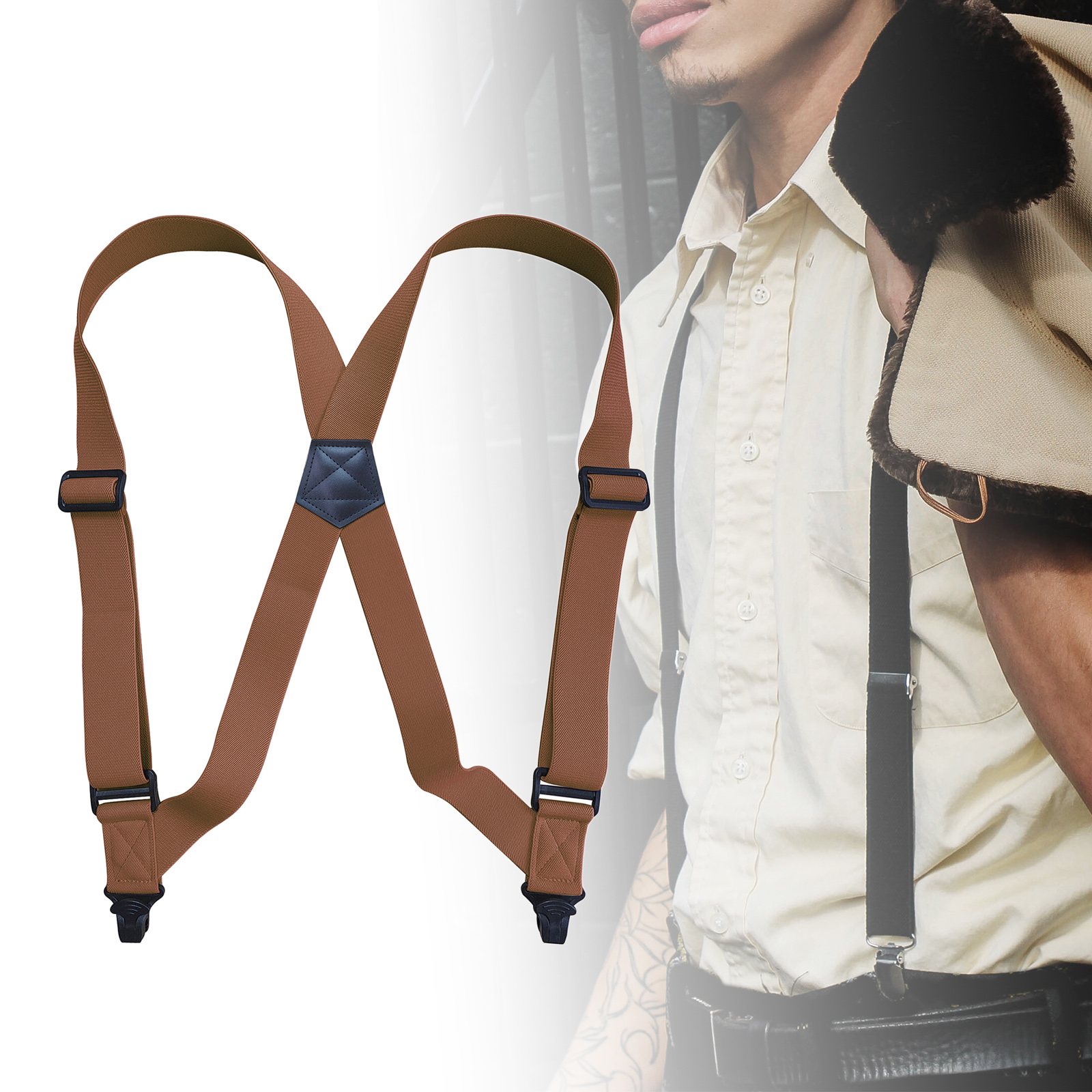Tirantes para hombre a la moda, pantalones vaqueros ligeros con cinturón trasero, pantalones cortos duraderos, pantalones versátiles, tirantes para grupo de baile callejero, coro de citas
