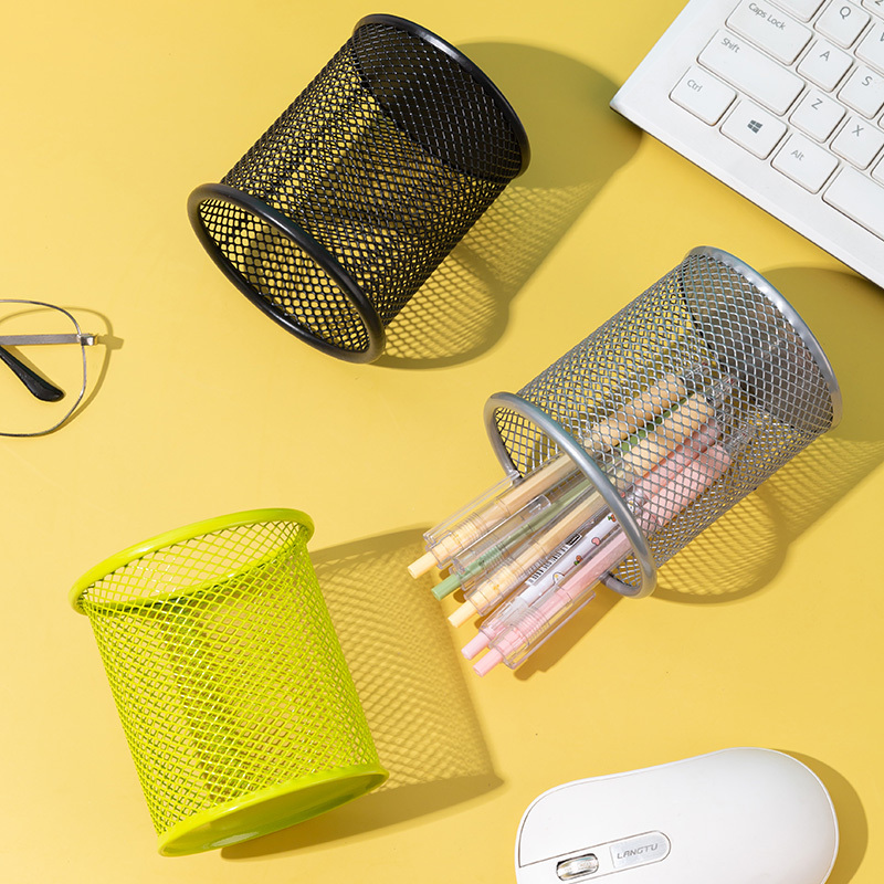 1 Stuks Nieuwe Potlood Houder Bureau Metalen Gaas Vierkante Pen Pot Cup Case Container Organizer Duurzaam Etui