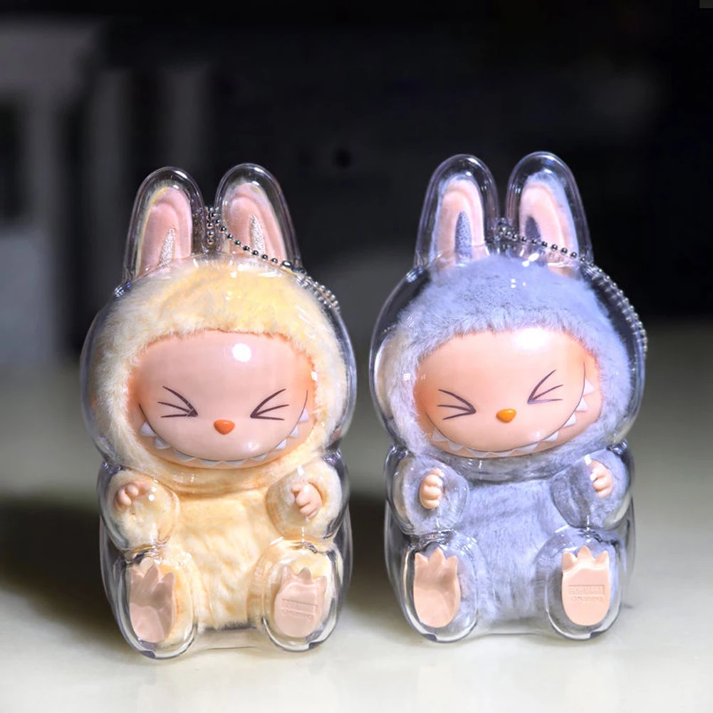 Labubu Protect Case Portable Transparent Protective Case Acrylic Organizer Box For Labubu V1 V2 Doll Bag with Keychain