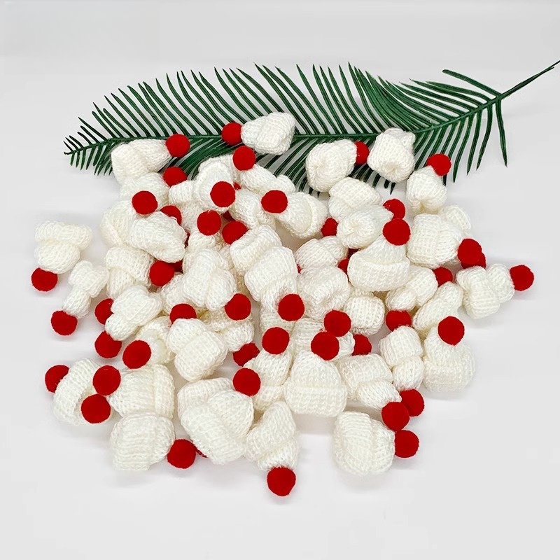 Novas decorações de natal figura papai noel chapéu decoração malha mini cachecol chapéu de dedo chapéu de vinho