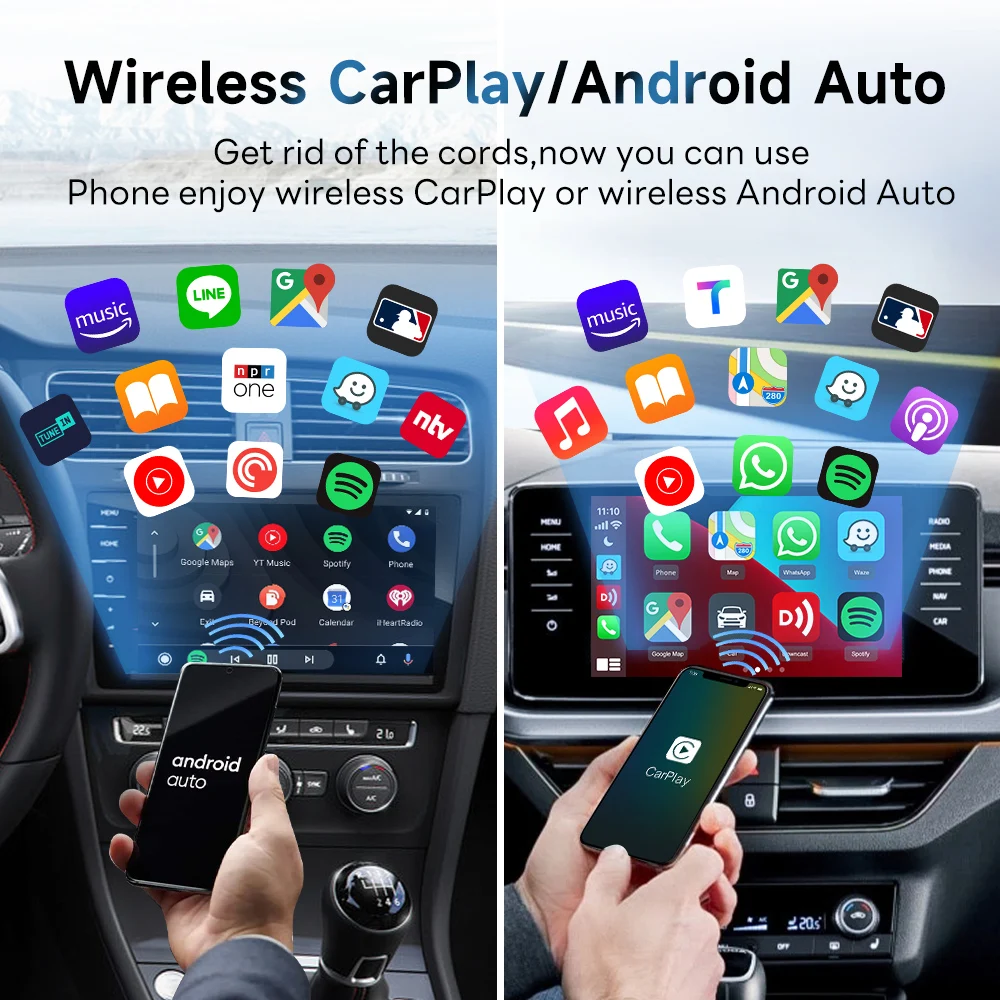 2air Mini5 Pro carlinkit 5.0 sem fio carplay sem fio android caixa automática 2.4g & 5.8 ghz wi-fi bt conectar plug & play atualização online para carros com fio android auto carplay  CarlinKit 4.0