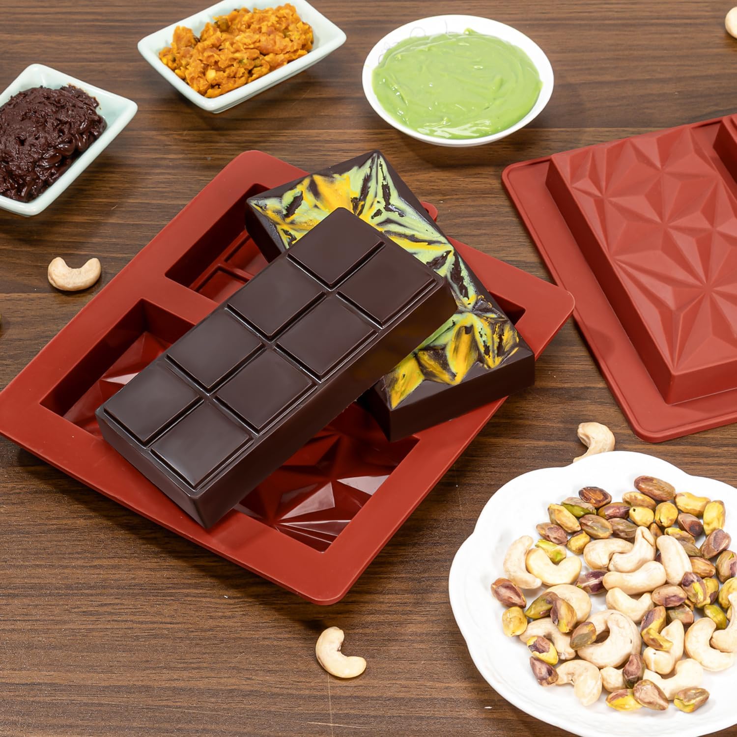 dubai chocolate mold bar pistachio chocolate bar silicone thick mold for filling bars, largecandy bar mold for filling