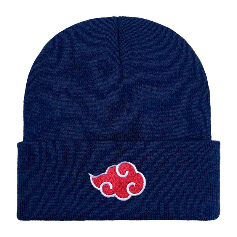 Gorro cálido Unisex para otoño e invierno, gorro de punto con bordado de nube roja Akatsuki de Anime