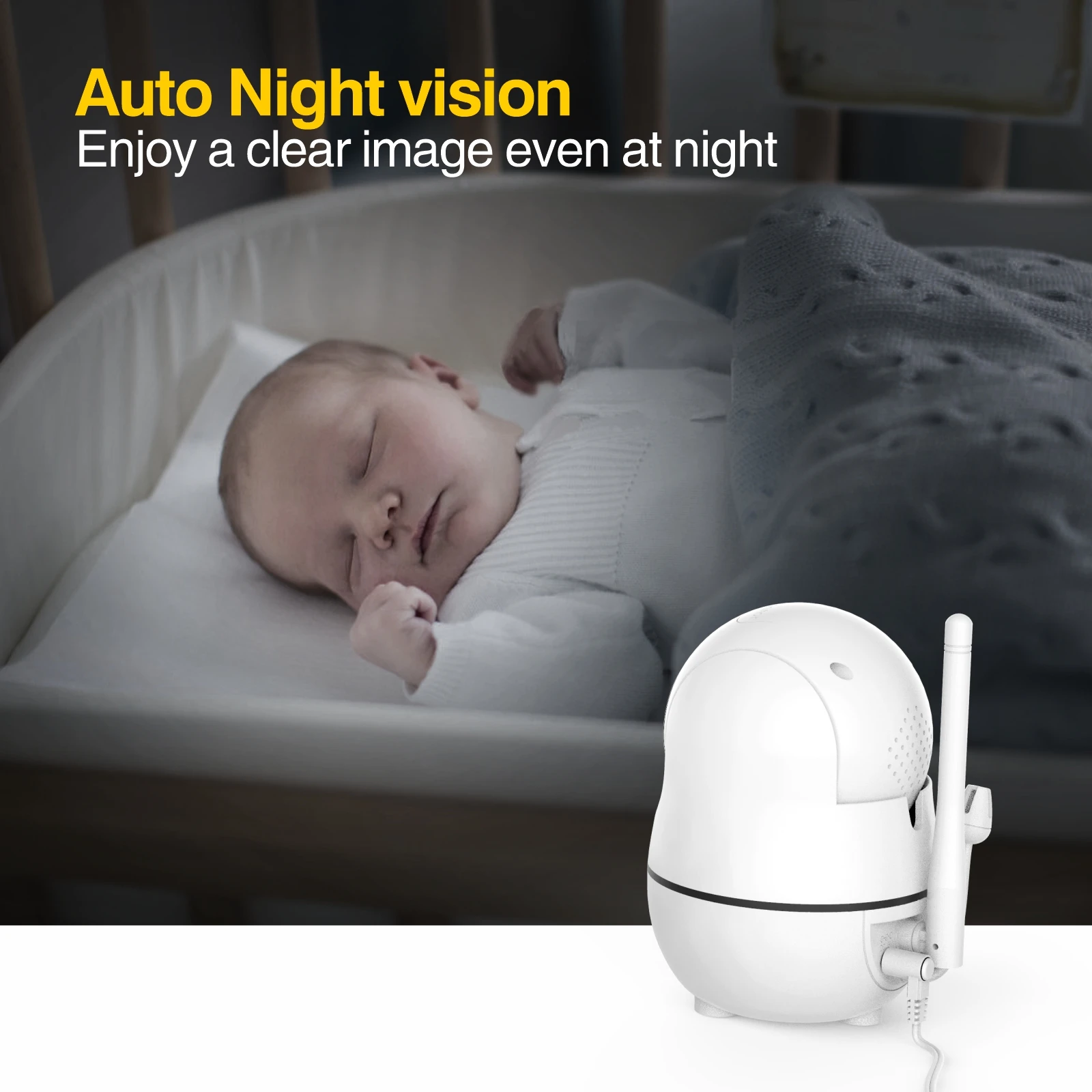 Babystar 7" Video Baby Monitor, 1080P HD Display, IPS,Support 2 HDCams, 24Hour Battery Life, 1000ft Range, Split mode ,Babyphone