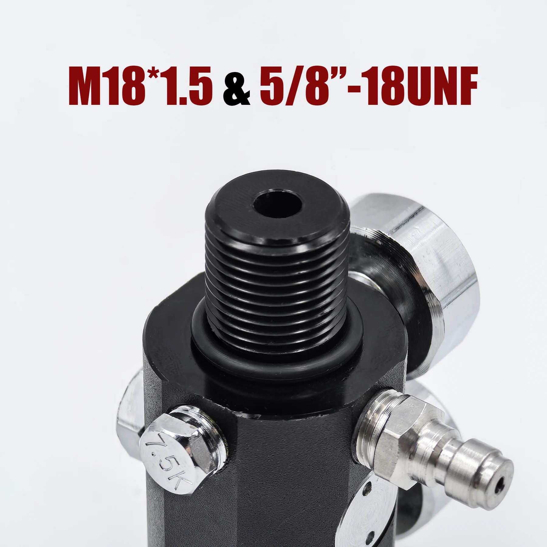 HPA Regulator with Pin Air Valve Regulated Output 0 to 3000psi M18*1.5, 5/8"-18UNF Dual Gauge Adjustable Pneumatic Fill Station