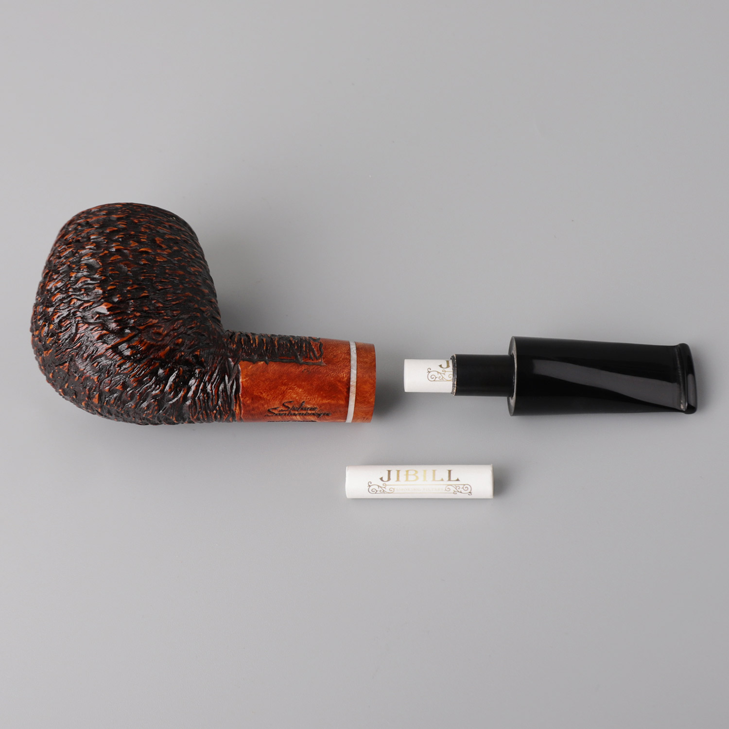 JIBILL 100pcs 6mm Tobacco pipe filter accessories Double-sided ceramic head Activated carbon filter element Smoking accessory