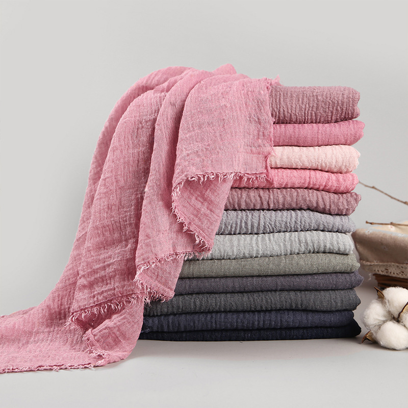 Bufanda Hijab de algodón arrugado clásicos de Ramadán, turbante para mujer, chal musulmán, Bandana lisa, chales transpirables para mujer, Foulard, capucha Hijab