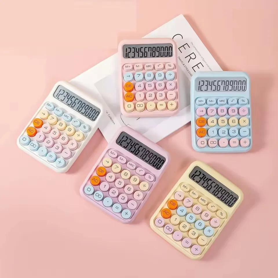 1pc teclado calculadora escritório calculadora mecânica de 12 dígitos bonito doce cor calculadora desktop papelaria