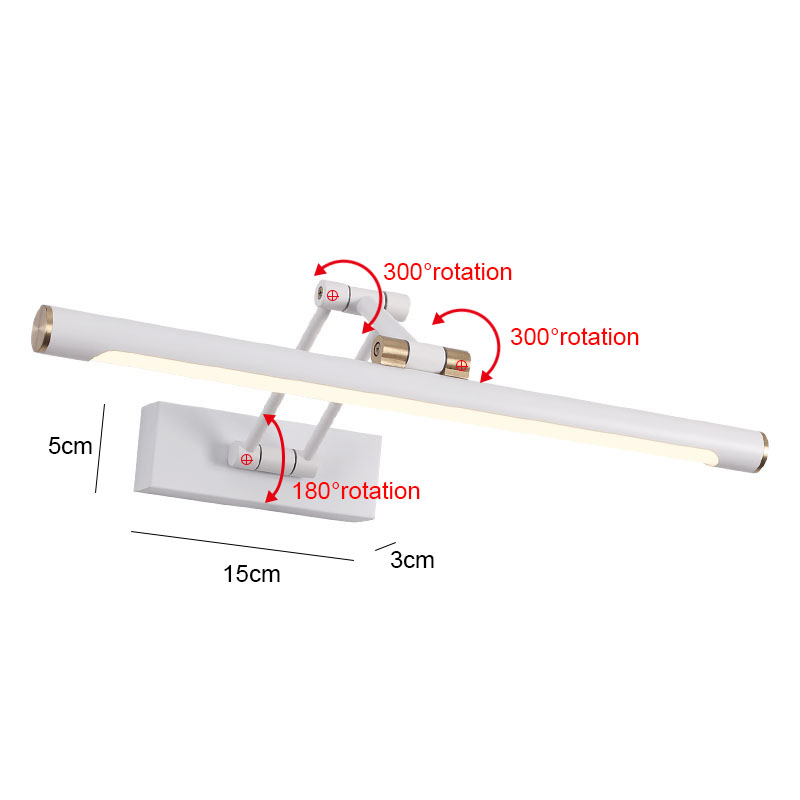 Lámpara de pared LED con luz de espejo, luz de pared moderna para baño, 43cm, 58cm, AC85 - 265V, iluminación interior, apliques de pared para dormitorio, accesorios de iluminación