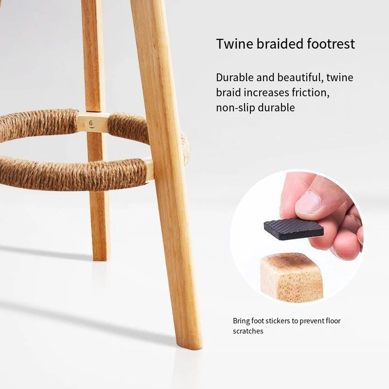 Bar Height Bar Stools Without Back Wooden Tall Stools for Kitchen Island Modern Bar Chairs Cotton and Linen Barstools  Furniture