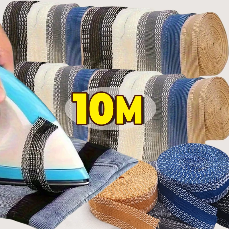 Fita autoadesiva para bainha de calças, 1-10m, pasta de borda de calças, calça de ferro, encurtar, reparo, fita de bainha jeans para tecido de costura diy