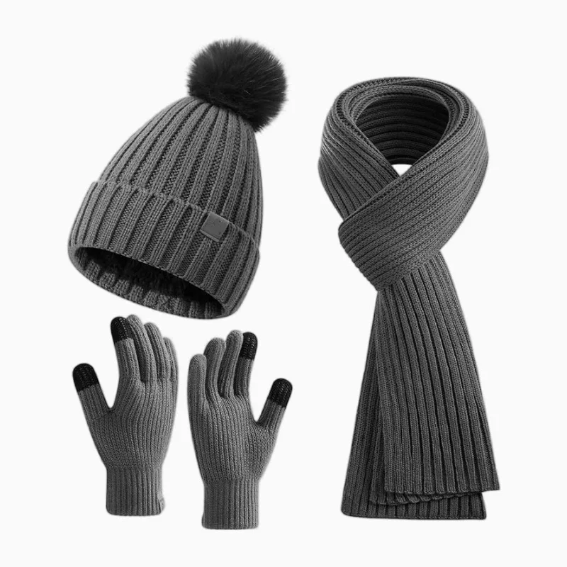 Outdoor Travel Leisure Winter Scarf Gloves Three-Piece Neck One Plus Cashmere Warm Winter Knitted Hat Men's Windproof Hat