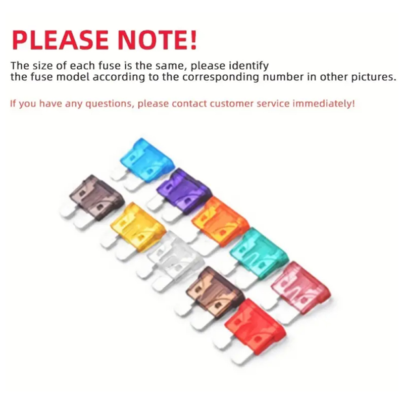 100 Pcs 10 Specifications Automotive Fuse Set 2A 3A 5A 7.5A 10A 15A 20A 25A 30A 35A Car fuse Set Lgniter Headlight Insure insert
