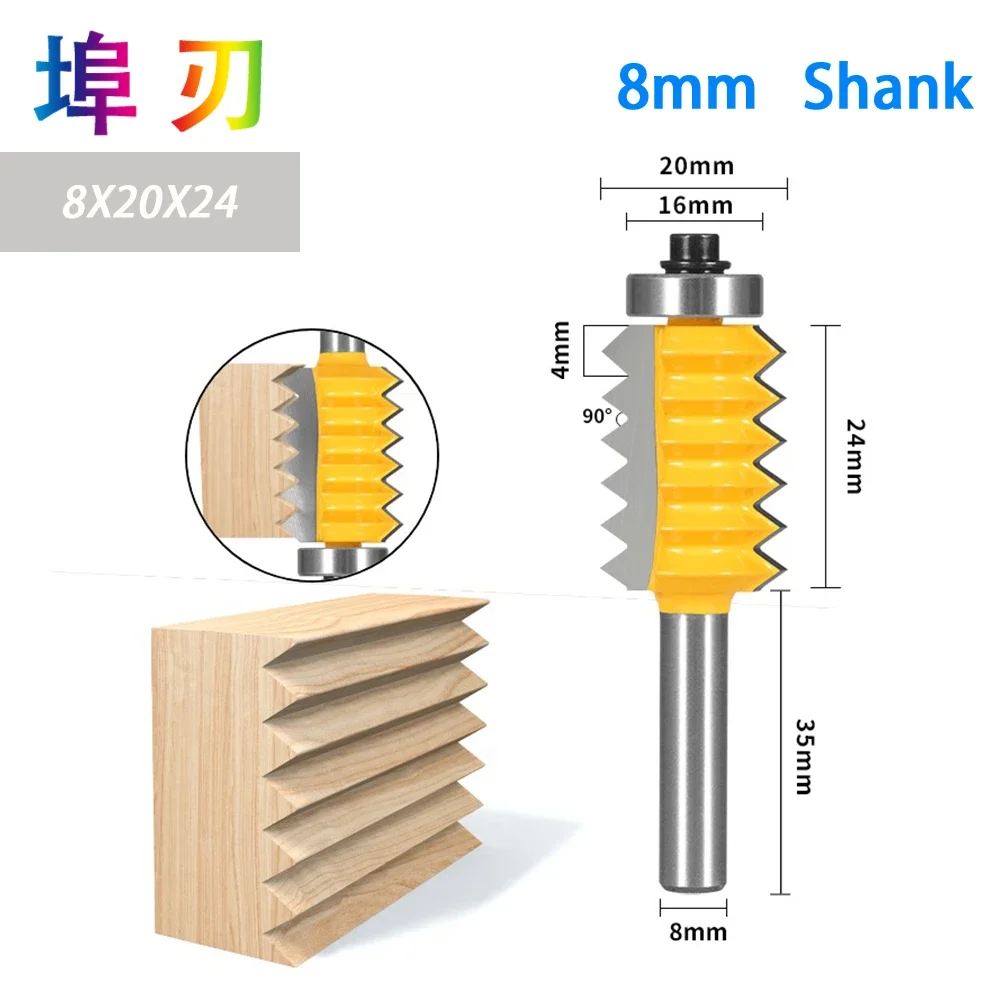 8mm Shank Router Bit Finger Joint Glue  Raised panel V joint milling cutter for wood Tenon Woodwork Cone Tenoning Bit LT021