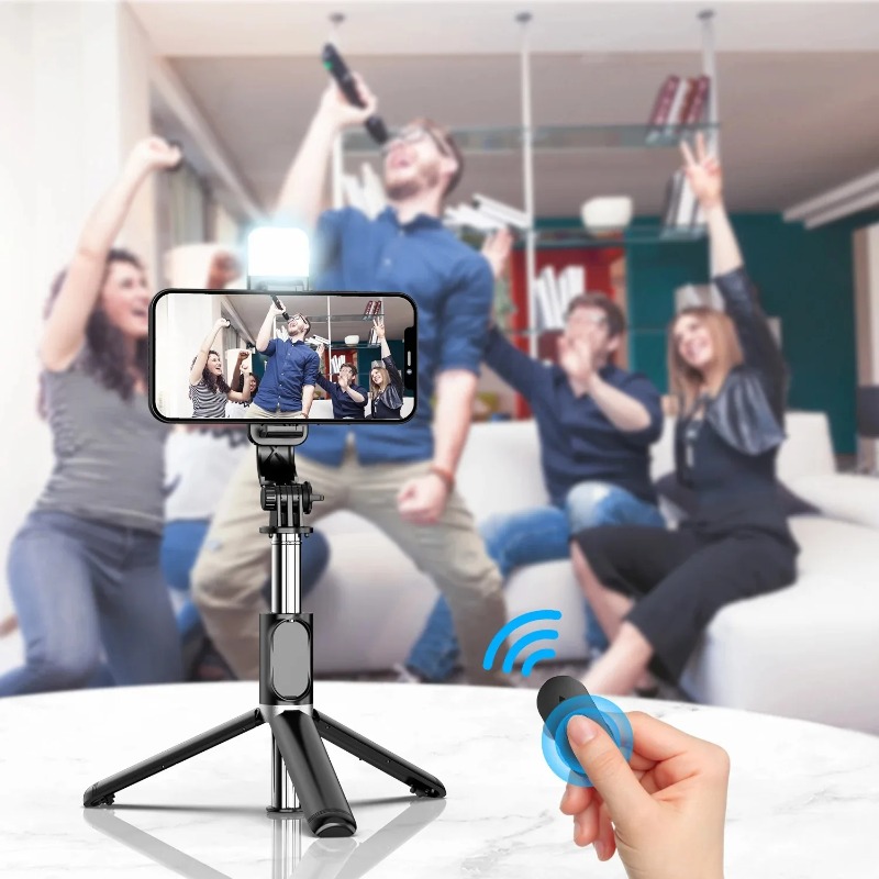 3 in 1 Expandable Selfie Stick Tripod - Lightweight Stand with Detachable Bluetooth Remote for Most Smartphones