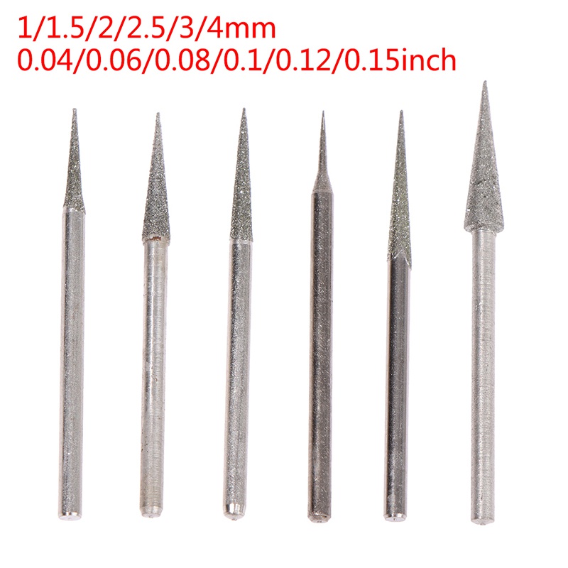 6 Stücke 1-4mm Diamant Schleifkopf Nadel Bits Grate Gravur Schnitzwerkzeug 2,35mm Schaft D