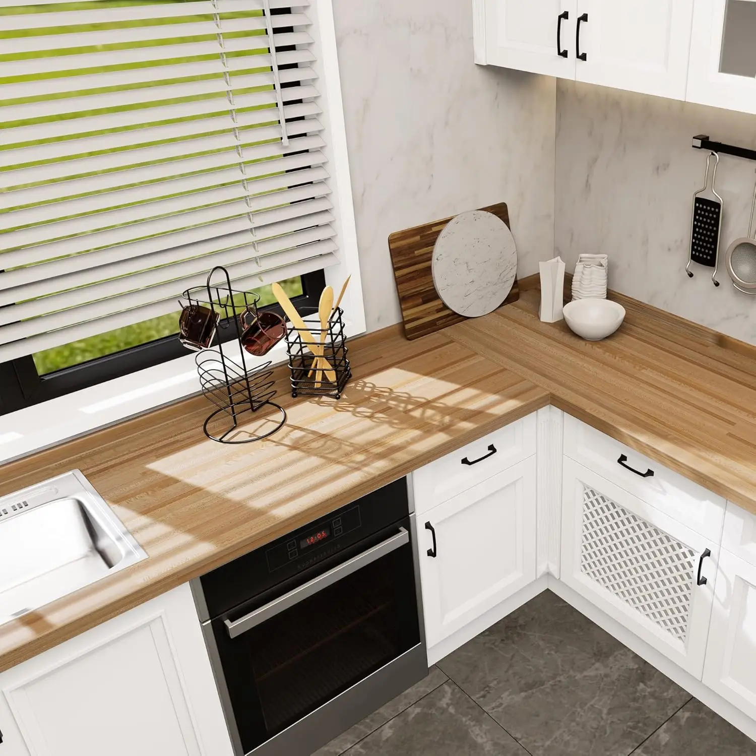 Butcher Block Counter Top, USA Grown Hard Maple Solid Hardwood Countertop, Washer/Laundry Countertop, Table Top, Polishe