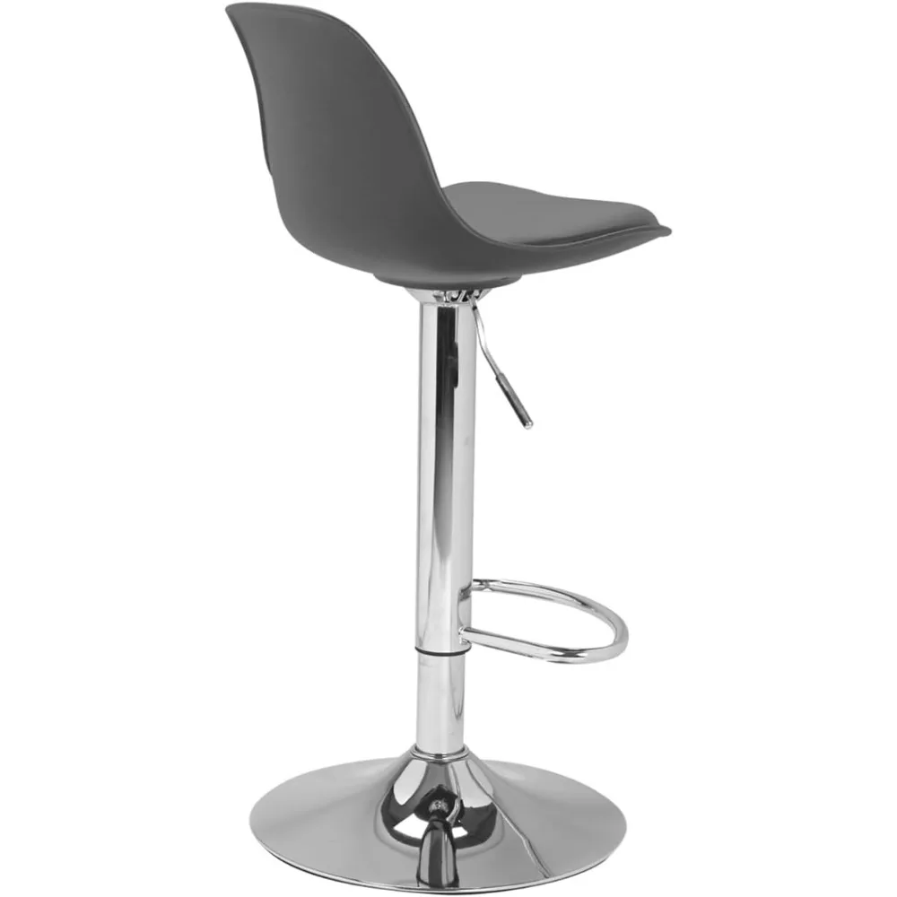 Silla giratoria de barra alta ajustable, asiento nórdico moderno, juego de 2 taburetes de bar gris