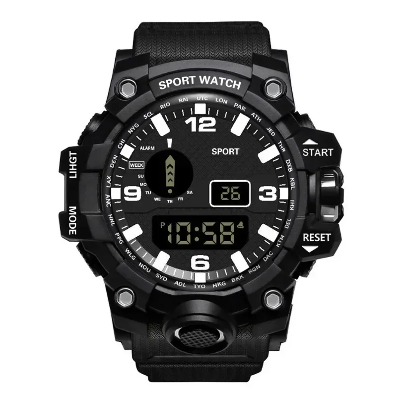 Reloj de pulsera electrónico deportivo a la moda para Hombre, Esfera Grande, multifuncional, resistente al agua, luminoso, para estudiantes, Reloj para Hombre