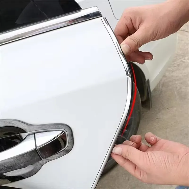 Car Porta Edge Scratch Protector, DIY Prata Moldagem Trim Tiras, Chrome Trim Strip, Scratch Guard, 4 m, 6m