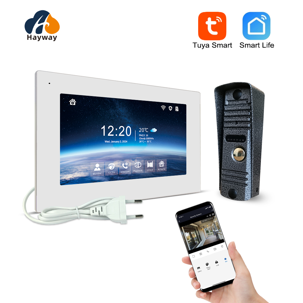 Tuya 1080P 7 inch color touch screen wireless WiFi pinhole camera doorbell intelligent APP intercom kit with mobile detection,