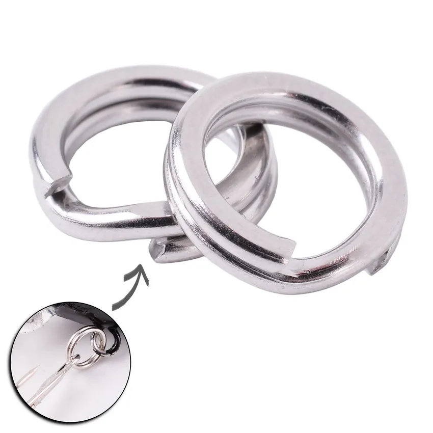 50 Cái/hộp Thép Không Gỉ Tách Vòng Câu Cá Đôi Hình Bầu Dục Tách Vòng Nhẫn Đồng Màu Phụ Kiện Câu Cá Tiện Tích Tắc Dụ Xoay