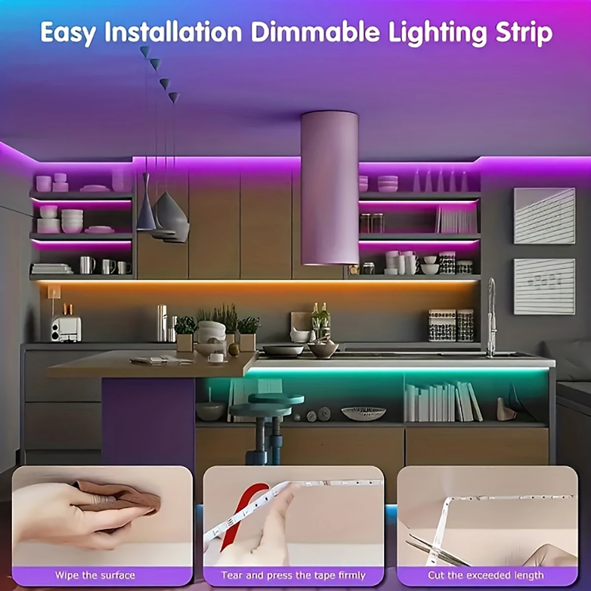 ไฟแถบ LED พร้อมรีโมทคอนโทรล 44 ปุ่ม ขนาด 1 ม. 5 ม. 10 ม. 20 ม. ไฟ RGB สำหรับตกแต่งผนังห้องนอน ห้องนั่งเล่น งานปาร์ตี้ ไฟแบ็คไลท์ทีวี