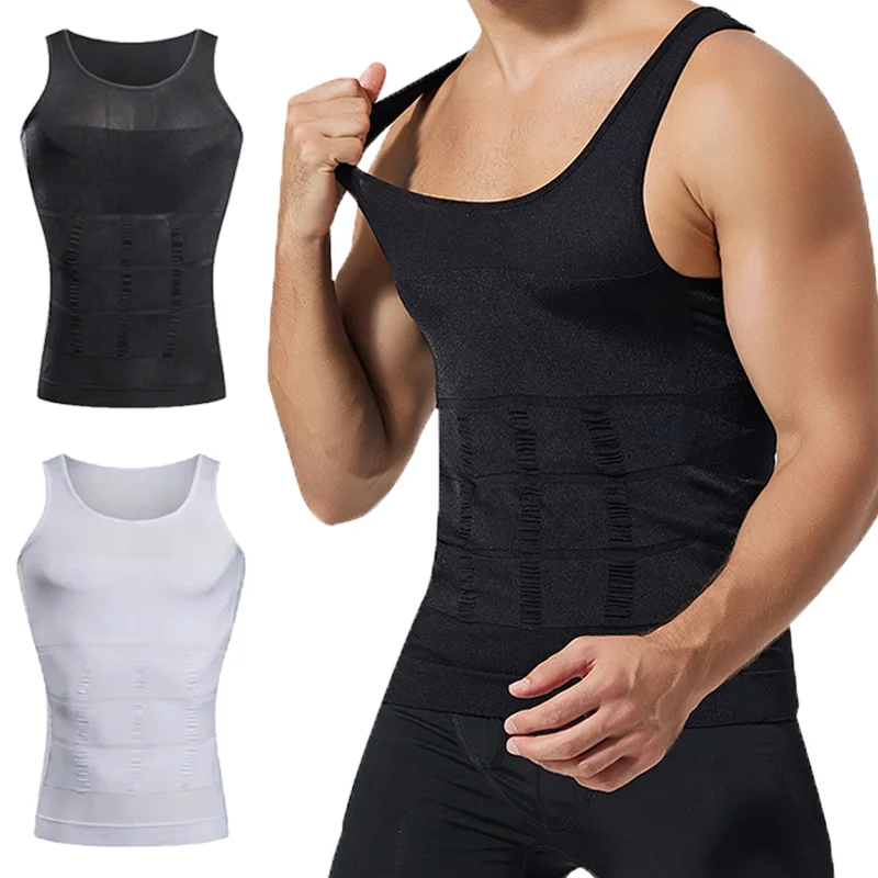 Mannen Afslanken Vest Body Shaper Borst Buik Compressie Shirts Buik Taille Trimmer Shapewear Gym Fitness Tank Tops Workout