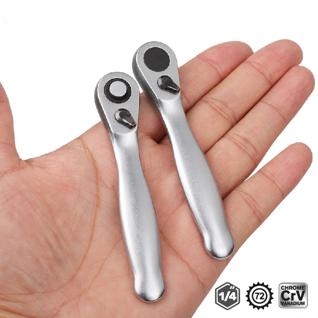 Mini llave de trinquete triple 1/4, llave de trinquete de doble extremo, destornillador, juego de llaves dinamométricas hexagonales