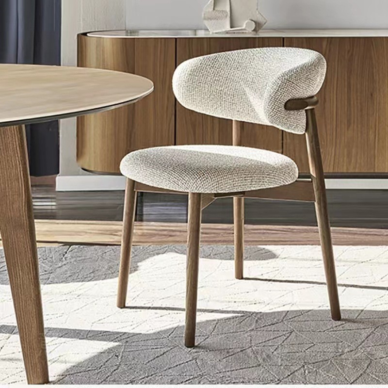 Solid Wood Dining Chairs Modern Minimalist Luxurious Designer Fabric Chair Hotel Backrest Chair Home Dining Tables and Chairs