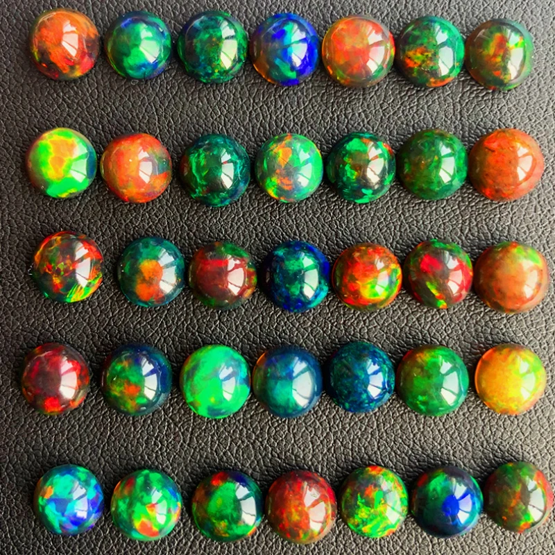 Natürlicher schwarzer Opal-Ring mit bloßem Stein, Gesichtsfarbe, wunderschöner Kreis, kann individuell angepasst werden, Ring, Ohrringe usw., Zertifikat kann ausgestellt werden