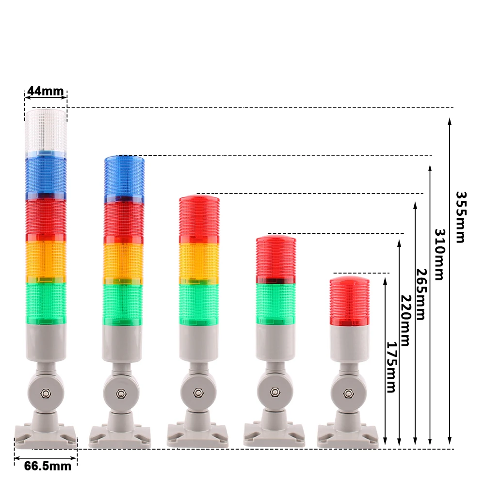 45 mm Durchmesser, 24 V DC, 220 V, Dauerlicht, LED-Signalturmlicht, mehrschichtig, Stapelalarm, Warnung für industrielle Maschinen